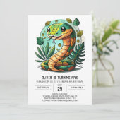 Niedlicher Schlange Kindergeburtstag Einladung (Stehend Vorderseite)