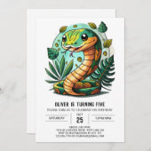 Niedlicher Schlange Kindergeburtstag Einladung (Vorne/Hinten)