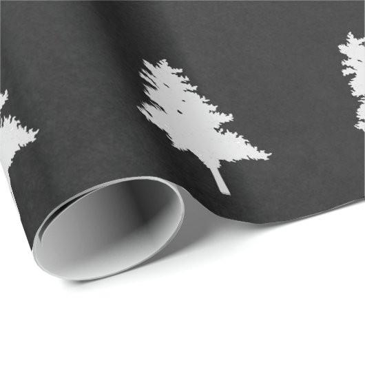 Niedlicher schlichter Schwarz-Weiß-Weihnachtsbaum Geschenkpapier (Rolleneckpunkt)