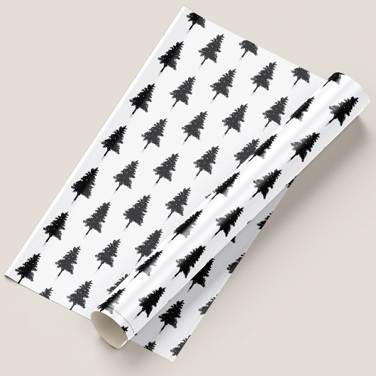 Niedlicher schlichter Schwarz-Weiß-Weihnachtsbaum Geschenkpapier