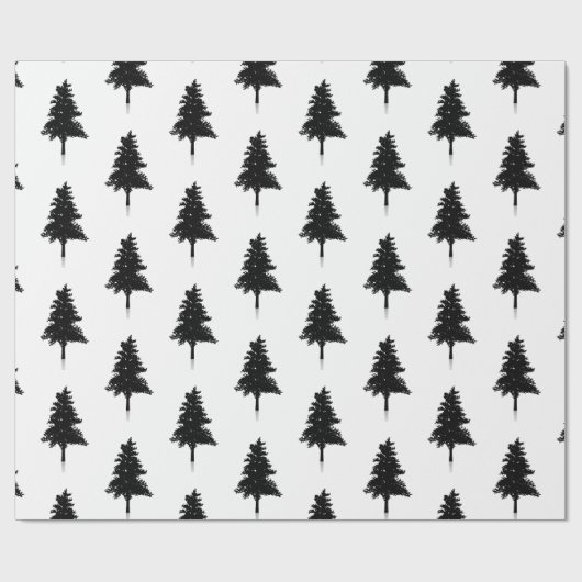 Niedlicher schlichter Schwarz-Weiß-Weihnachtsbaum Geschenkpapier (Flach)