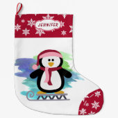 Niedlicher Schlittenpinguin Pink Großer Weihnachtsstrumpf (Vorderseite)