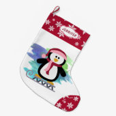 Niedlicher Schlittenpinguin Pink Großer Weihnachtsstrumpf (Vorderansicht (hängend))