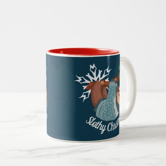 Niedlicher Schluck im Pullover für ein schönes Wei Zweifarbige Tasse (VorderseiteRechts)