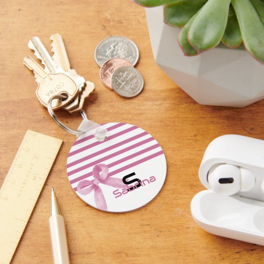 Niedlicher Schlüsselanhänger der rosa Bow Stripes (Schreibtisch)
