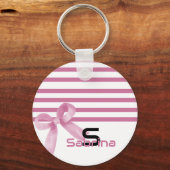 Niedlicher Schlüsselanhänger der rosa Bow Stripes (Vorderseite)