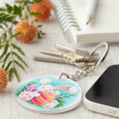 Niedlicher Schlüsselanhänger Osterhasewatercolor-| (Vorderseite rechts)