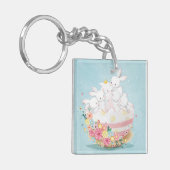 Niedlicher Schlüsselanhänger Watercolor Bunnies (Vorderseite links)