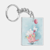 Niedlicher Schlüsselanhänger Watercolor Bunnies (Vorderseite links)