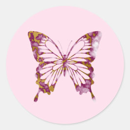 Niedlicher Schmetterling aus süßem Rosa und Gold Runder Aufkleber