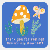 Niedlicher Schmetterling dank CUSTOM Baby Dusche Quadratischer Aufkleber (Vorderseite)