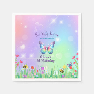Niedlicher Schmetterling Geburtstag für Giralpapie Serviette