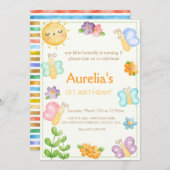 Niedlicher Schmetterling Geburtstagseinladung. Einladung (Vorne/Hinten)