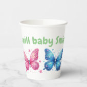 niedlicher Schmetterling Gender Reveal Party Garte Pappbecher (Links)