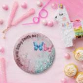 niedlicher Schmetterling Gender Reveal Party Garte Pappteller (Party)