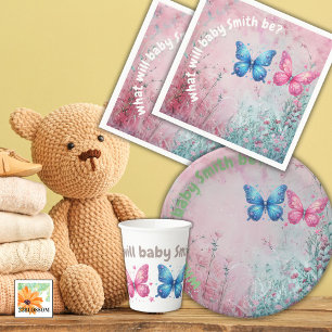 niedlicher Schmetterling Gender Reveal Party Garte Serviette