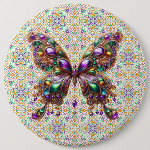 Niedlicher Schmetterling Mardi Gras Button