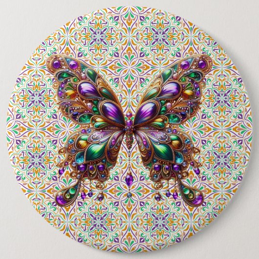 Niedlicher Schmetterling Mardi Gras Button (Vorderseite)