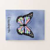 Niedlicher Schmetterling mit Name Text Template Puzzle (Horizontal)