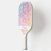 Niedlicher Schmetterling Pastel Regenbogen Name hi Pickleball Schläger (Links)
