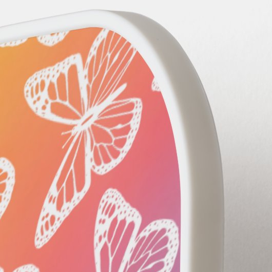 Niedlicher Schmetterling Pastel Regenbogen Name hi Pickleball Schläger (Linke Seite)