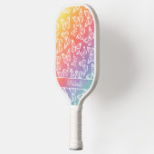 Niedlicher Schmetterling Pastel Regenbogen Name hi Pickleball Schläger (Links)