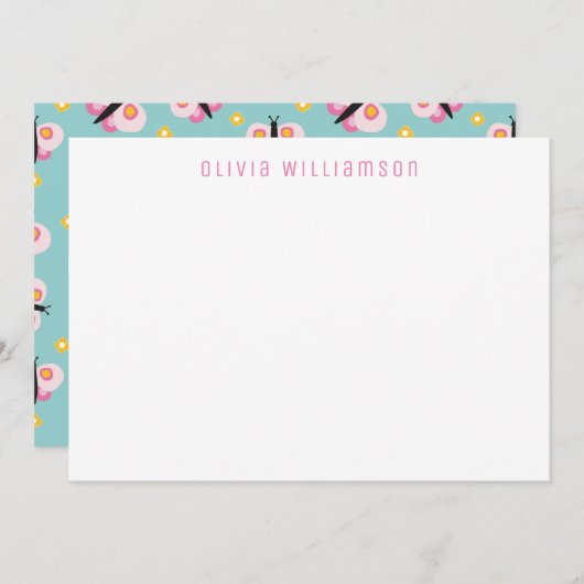 Niedlicher Schmetterling Personalisiert Mitteilungskarte (Vorne/Hinten)