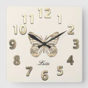 Niedlicher Schmetterling Quadratische Wanduhr