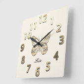 Niedlicher Schmetterling Quadratische Wanduhr (Winkel)