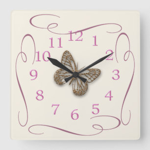 Niedlicher Schmetterling Quadratische Wanduhr