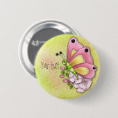 Niedlicher Schmetterling und Blume Button (Vorne & Hinten)