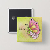 Niedlicher Schmetterling und Blumen Button (Vorne & Hinten)