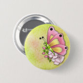 Niedlicher Schmetterling und Blumen Button (Vorne & Hinten)