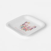 Niedlicher Schmetterling und Florals Pink Baby Dus Pappteller (Gewinkelt)