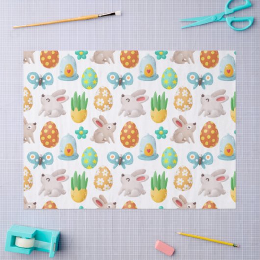 Niedlicher Schmetterling und Ostereier Seidenpapier (Basteln)