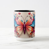 Niedlicher Schmetterling Zweifarbige Tasse (Mittel)
