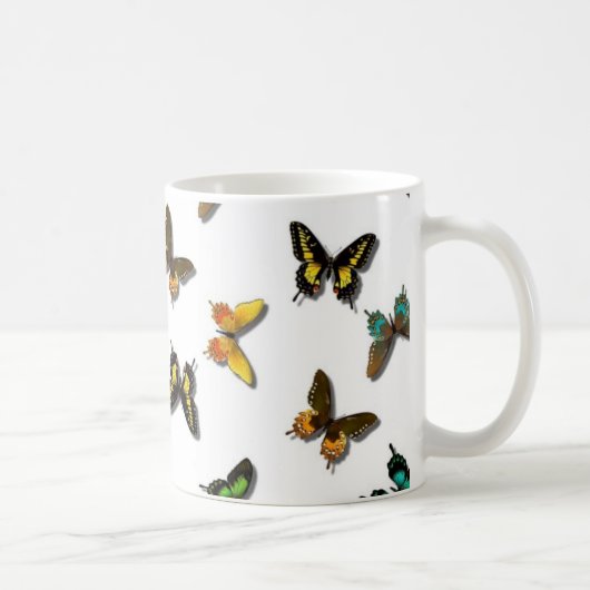 Niedlicher Schmetterlings-Hintergrund Kaffeetasse (Rechts)