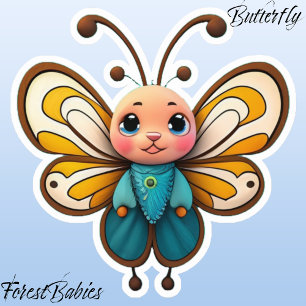 Niedlicher Schmetterlingsinsekt Tierische Cartoon  Aufkleber