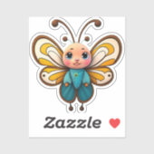 Niedlicher Schmetterlingsinsekt Tierische Cartoon  Aufkleber (Blatt)