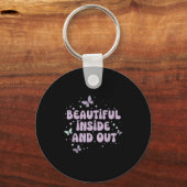 Niedlicher Schmetterlingslavender S Schlüsselanhänger (Vorderseite)