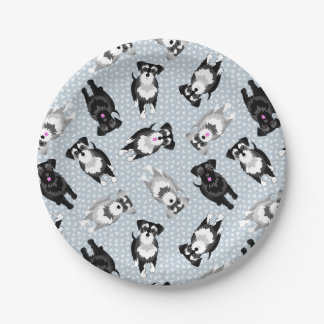 Niedlicher Schnauzer, Blaues Party Pappteller