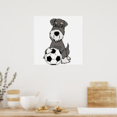 Niedlicher Schnauzer Hund Fußball Cartoon Poster (Küche)