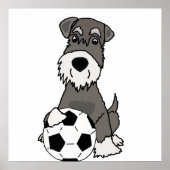 Niedlicher Schnauzer Hund Fußball Cartoon Poster (Vorne)