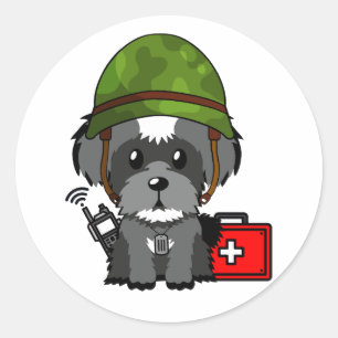 Niedlicher Schnauzer Hund Tragehelm Runder Aufkleber