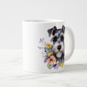 Niedlicher Schnauzer mit Blume-Portrait Jumbo-Tasse (Vorderseite Rechts)