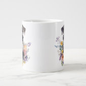 Niedlicher Schnauzer mit Blume-Portrait Jumbo-Tasse (Vorderseite)