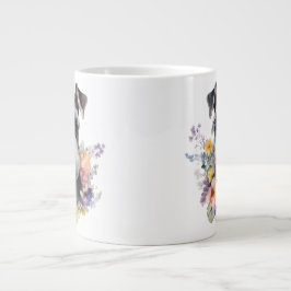 Niedlicher Schnauzer mit Blume-Portrait Jumbo-Tasse