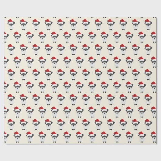 Niedlicher Schnauzer mit Weihnachtsmannmütze-Muste Geschenkpapier (Flach)