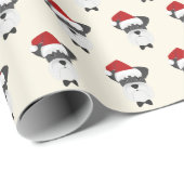 Niedlicher Schnauzer mit Weihnachtsmannmütze-Muste Geschenkpapier (Rolleneckpunkt)
