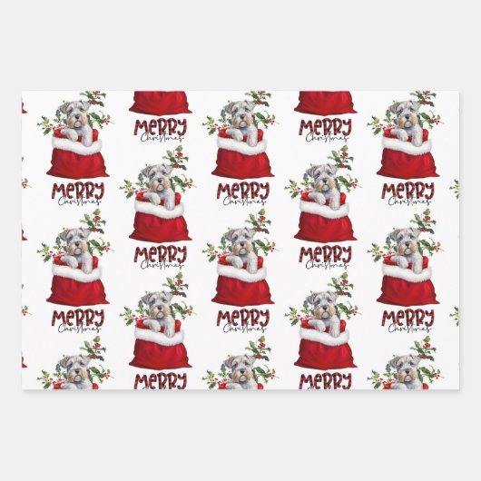 Niedlicher Schnauzer Terrier Hund in der Urlaubspe Geschenkpapier Set (Vorderseite)